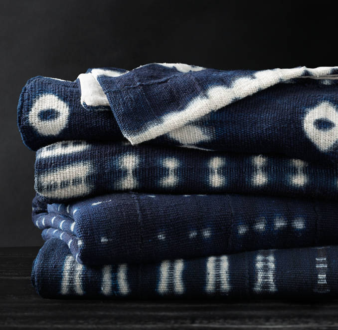 Handcrafted African Indigo Shibori Throw