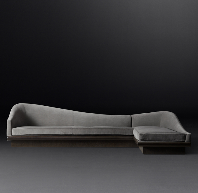 Front view of Preconfigured Serpentine Pearsall Right-Arm Sofa-Chaise Sectional 