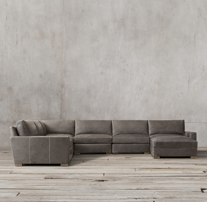 Maxwell Modular Leather Sofa Chaise Combo Sectional