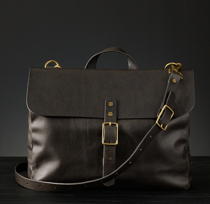 Italian Leather Messenger Bag - Walnut