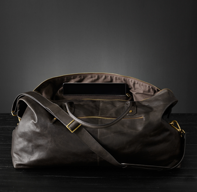 Italian Leather Weekender Bag Walnut