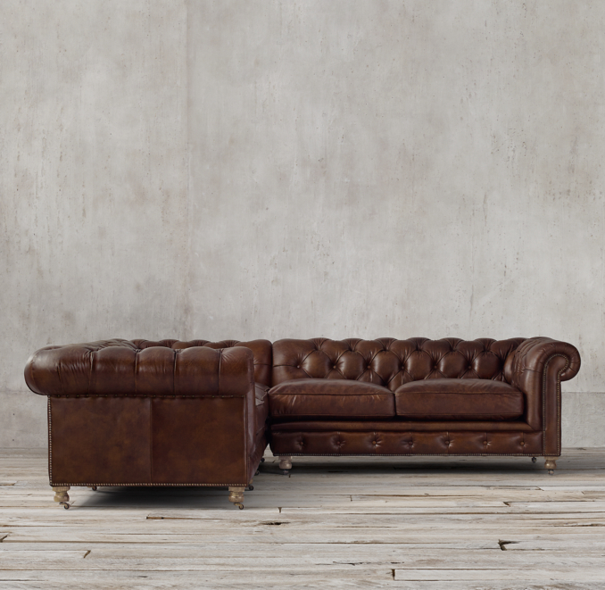 Front view of Kensington Leather Customizable Sectional 