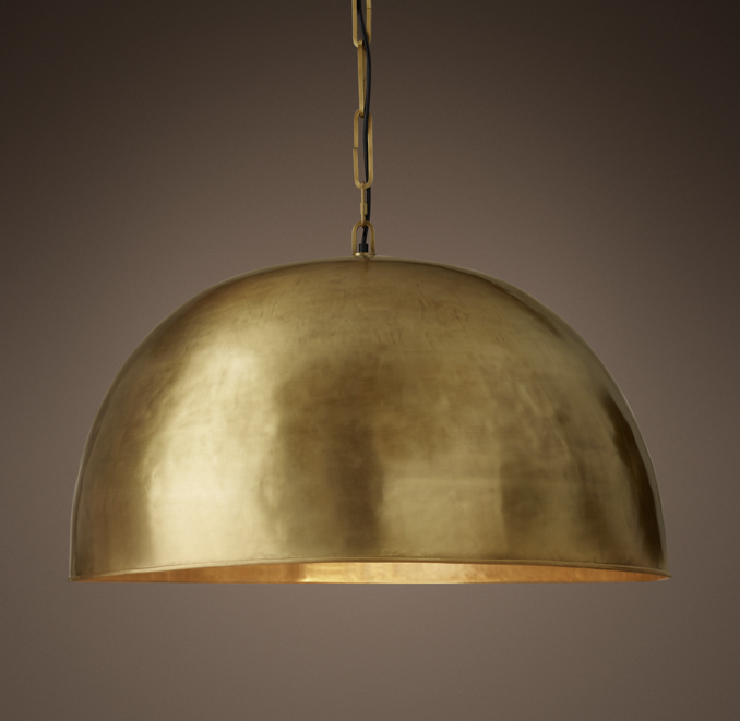 Grand Brass Dome Pendant 30"