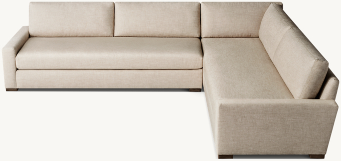 Shown in Sand Classic Belgian Linen; sectional consists of 1 left-arm sofa and 1 right-arm return sofa. Cushion configuration may vary by component. 