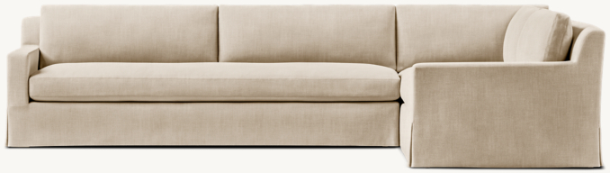 Shown in Sand Classic Belgian Linen; sectional consists of 1 left-arm sofa and 1 right-arm return sofa. Cushion configuration may vary by component.