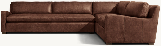 Belgian Slope Arm Leather RIght-Arm L-Sectional