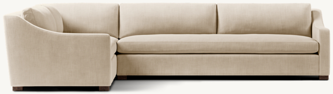 Shown in Sand Belgian Linen; sectional consists of 1 right-arm sofa and 1 left-arm return sofa.