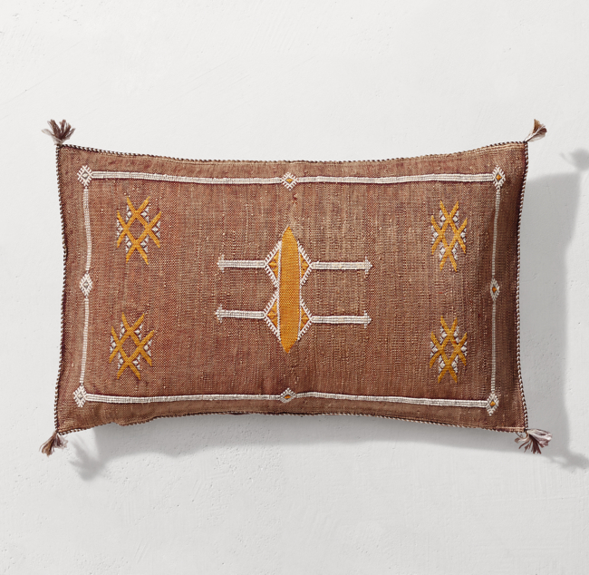 Moroccan Cactus Silk Pillow Cover Rust