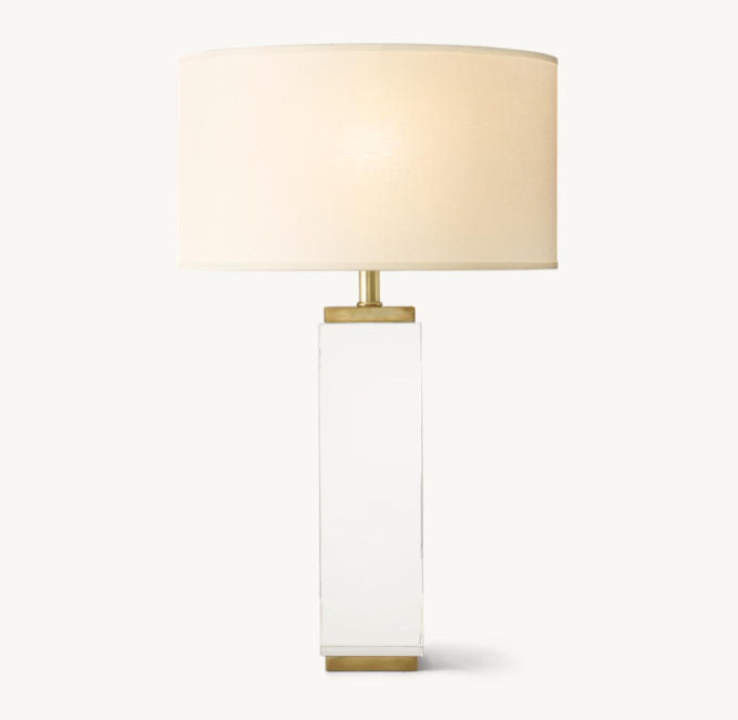 Crystal Panel Table Lamp in Antique-Burnished Brass with Natural