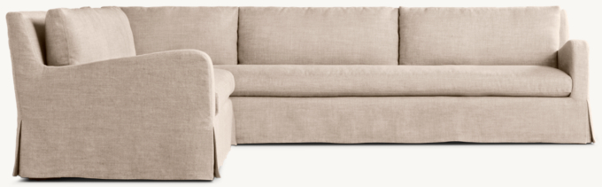 Belgian Slipcovered Slope Arm Left-Arm L-Sectional