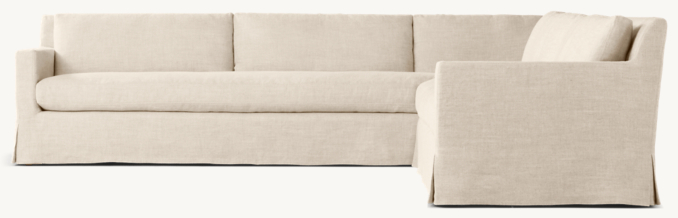 Belgian Slipcovered Track Arm Left-Arm Bench-Cushion L-Sectional