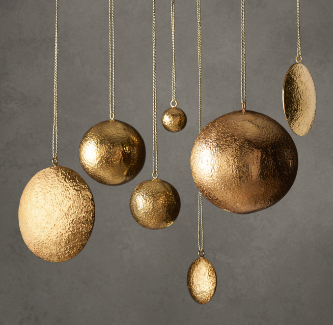 Hammered Metal Ornament Collection Brass