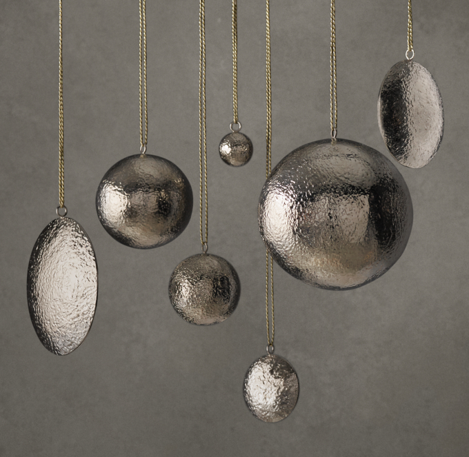 Hammered Metal Ornament Collection Silver