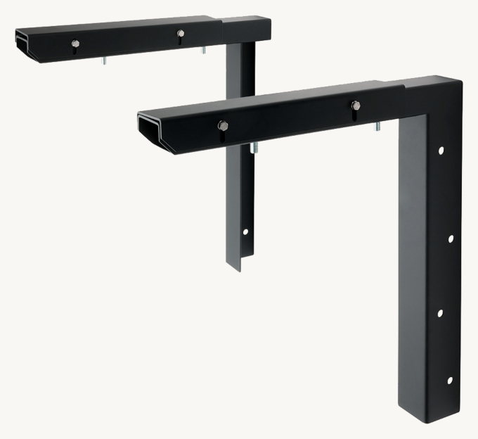 Waterworks Universal Pair (L/R) 17\" Stainless Steel Adjustable Concealed Support Brackets, Wall Support Brackets And Hardware For Wall-Mounted Stone Sink