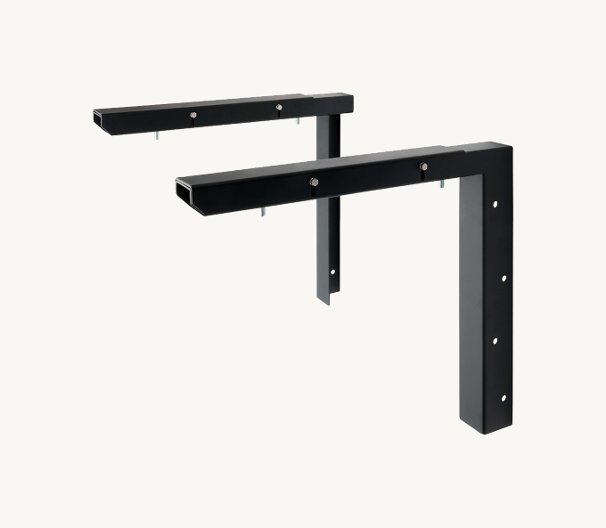 Waterworks Universal Pair (L/R) 22\" Stainless Steel Adjustable Concealed Support Brackets, Wall Support Brackets And Hardware For Wall-Mounted Stone Sink