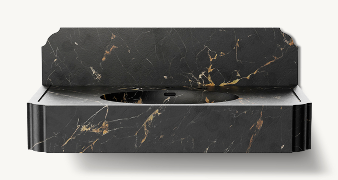 Waterworks Audra Deck-Mounted Marble Lavatory Sink 36\" X 22 3/4\" X 6\" With 36\" X 8\" X 3/4\" Backsplash