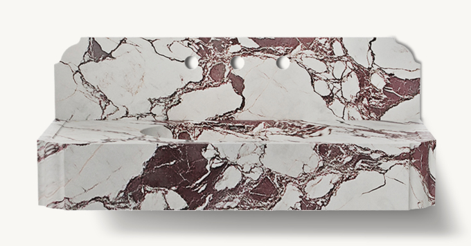 Waterworks Audra Wall-Mounted Marble Lavatory Sink 36\" X 19 3/4\" X 6\" With 36\" X 8\" X 3/4\" Backsplash