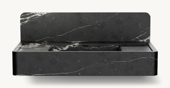 Waterworks Carlo Deck-Mounted Marble Lavatory Sink 36\" X 22 3/4\" X 6\" With 36\" X 8\" X 3/4\" Backsplash
