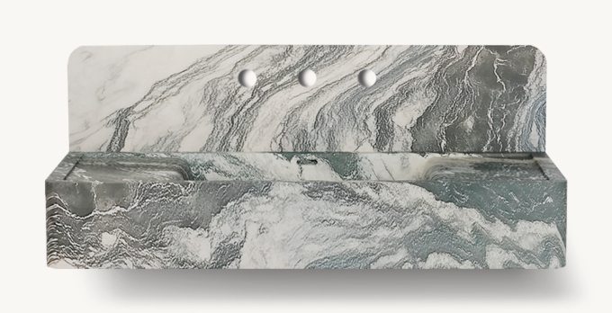 Waterworks Carlo Wall-Mounted Marble Lavatory Sink 36\" X 18 3/4\" X 6\" With 36\" X 8\" X 3/4\" Backsplash