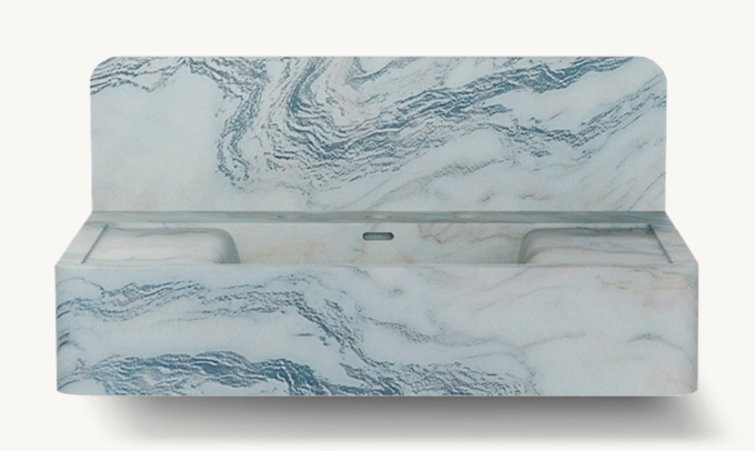 Waterworks Carlo Deck-Mounted Marble Lavatory Sink 30\" X 22 3/4\" X 6\" With 30\" X 8\" X 3/4\" Backsplash