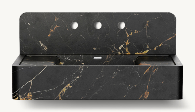 Waterworks Carlo Wall-Mounted Marble Lavatory Sink 30\" X 18 3/4\" X 6\" With 30\" X 8\" X 3/4\" Backsplash