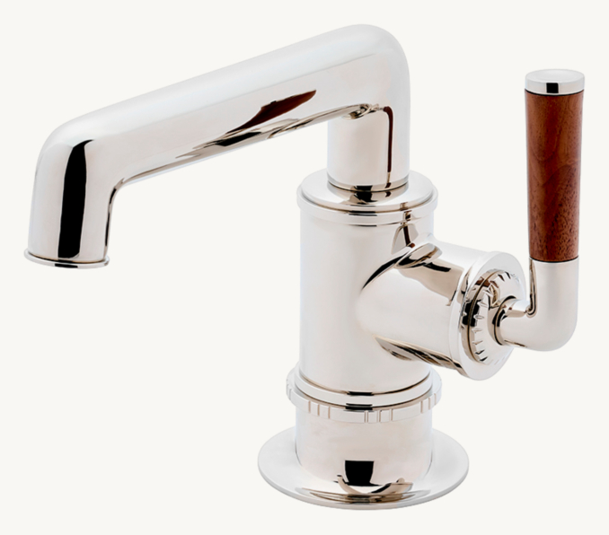Waterworks HENRY CHRONOS LOW-PROFILE BAR FAUCET WITH WALNUT LEVER HANDLE