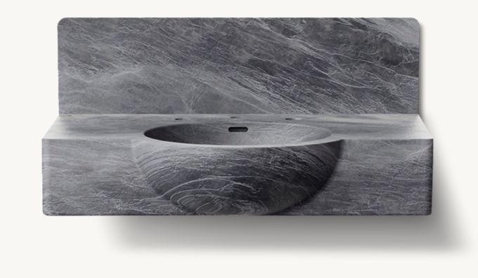 Waterworks Doria Deck-Mounted Marble Lavatory Sink 30\" X 21 3/4\" X 6\" With 30\" X 8\" X 3/4\" Backsplash