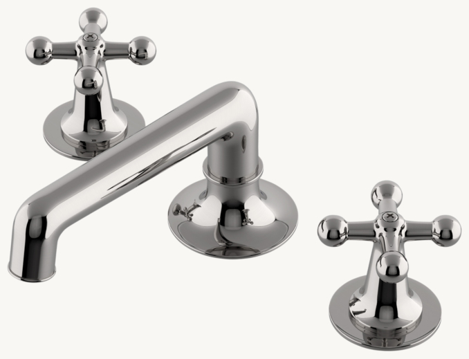 Waterworks Dash Low-Profile Three-Hole Deck-Mounted Lavatory Faucet With Metal Cross Handles