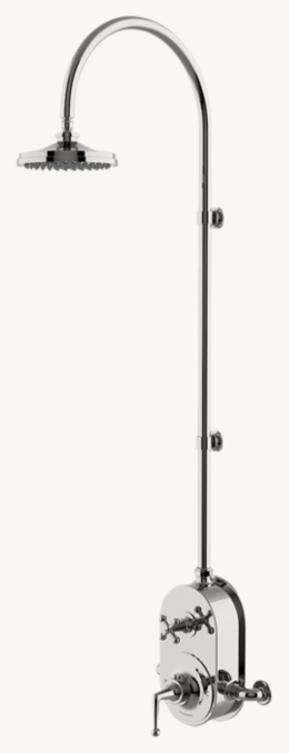 Waterworks Dash Exposed Thermostatic Shower System With 8" Shower Head, Metal Lever And Cross Handle