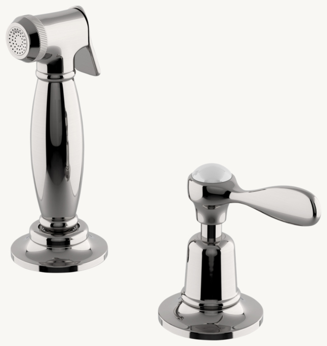 Waterworks Easton Classic Spray, Black Porcelain Lever Handle