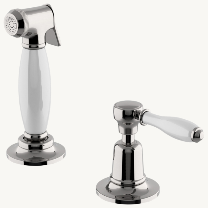 Waterworks Easton Classic Spray, White Porcelain Lever Handle