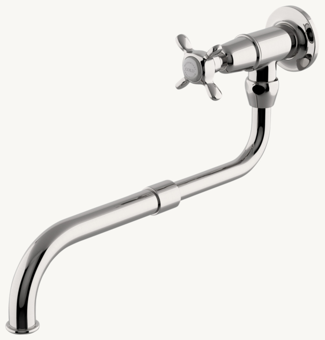 Waterworks Easton Classic Wall-Mounted Extension Pot Filler, Metal Cross Handle 