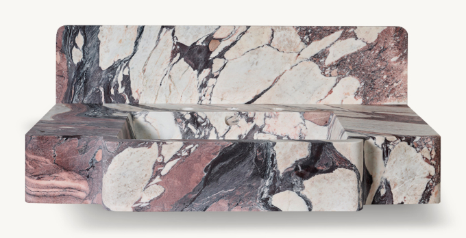 Waterworks Marbella Deck-Mounted Marble Lavatory Sink 36\" X 20 3/4\" X 6\" With 36\" X 8\" X 3/4\" Backsplash