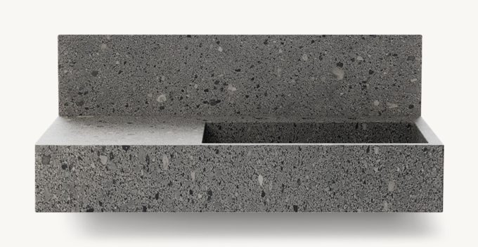 Waterworks Marta Deck-Mounted Marble Lavatory Sink 36\" X 22 3/4\" X 6\" With 36\" X 8\" X 3/4\" Backsplash