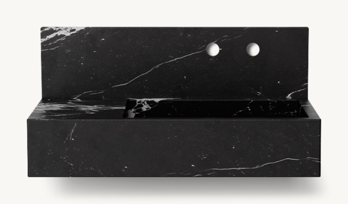 Waterworks Marta Wall-Mounted Two Hole Marble Carved Sink 30\" X 18 3/4\" X 6\" With 30\" X 8\" X 3/4\" Backsplash