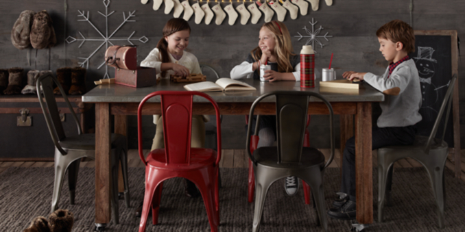 "Vintage Schoolhouse Tall 60" Play Table & Vintage Steel Play Chair Collection"