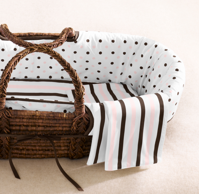 Italian Contrast Dot Moses Basket Bedding RH