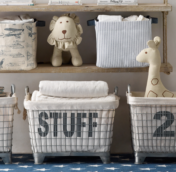 Printed Canvas Storage Bins Airplane RH Baby Child