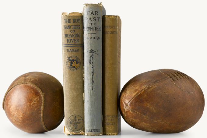 Vintage Leather Sports Ball Bookend 