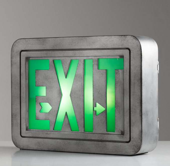 Vintage Illuminated Exit Sign | RH Baby & Child