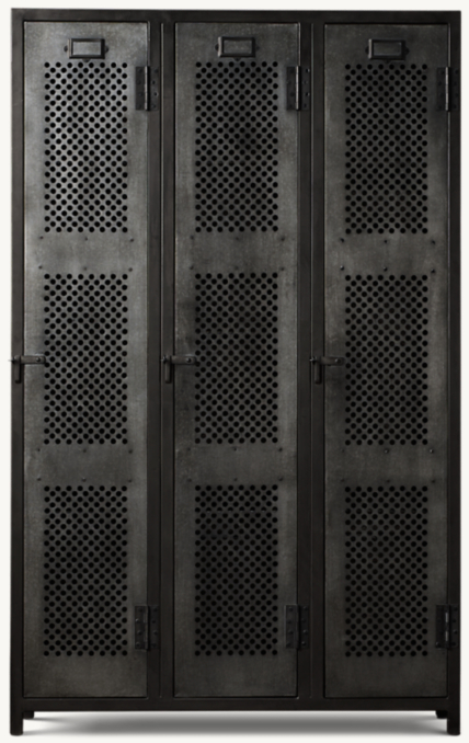Vintage Locker 3-Door Perforated Cabinet 