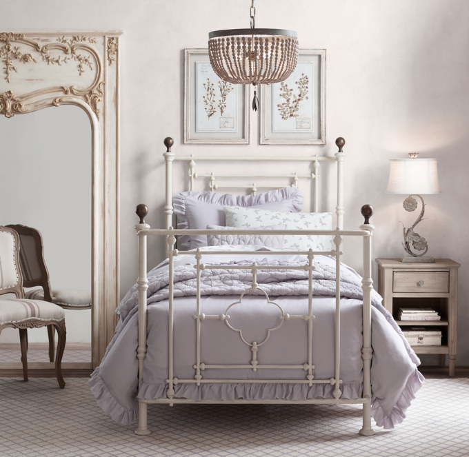 19th C. Quatrefoil Iron Bed RH Baby Child