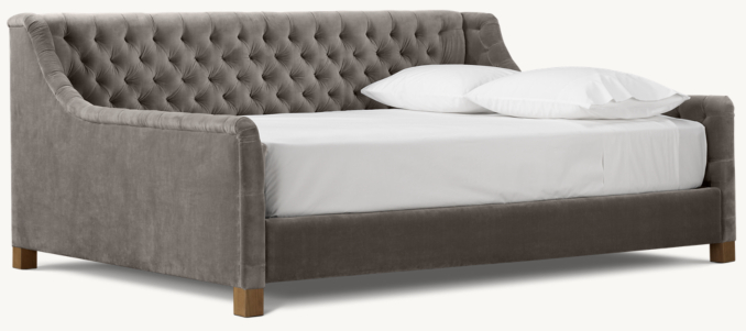 Three Quarter view of Devyn Tufted Velvet Daybed - Oak 