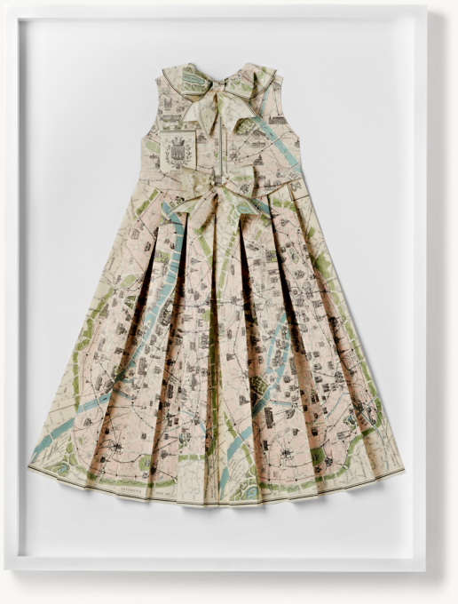 Hand-Folded Vintage Map Dress Art - Petite Paris