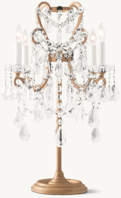 Manor Court Crystal Table Lamp - Aged Gold