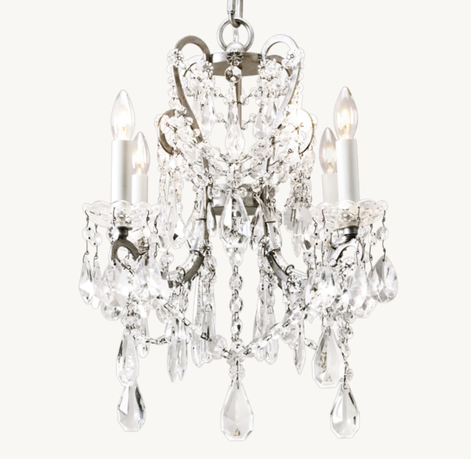 Manor Court Crystal 4-Arm Chandelier - Aged Pewter