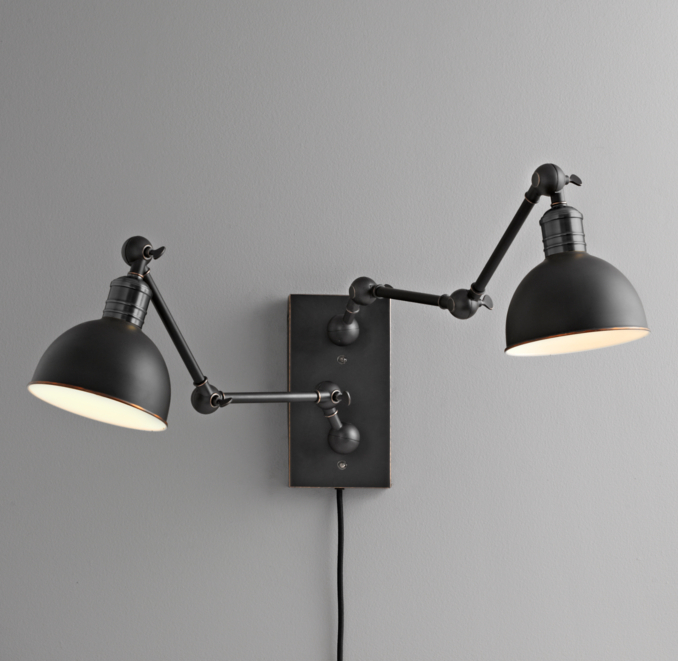 Double Swing-Arm Tipton Sconce - Black 