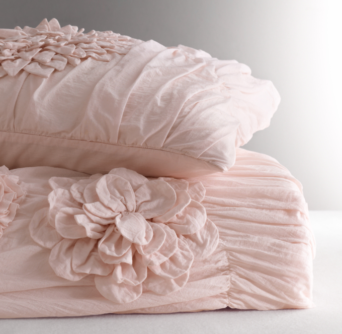 Washed Appliqued Fleur Duvet Cover RH