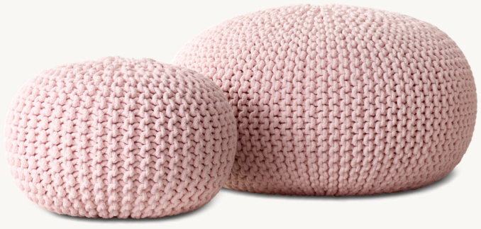 Knit Cotton Round Pouf - Petal 
