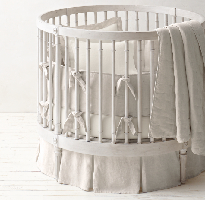 Washed Organic Linen Round Crib Fitted Sheet RH